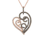 White and Champagne Diamond Heart Pendant Necklace 1/2 Carat (ctw) in 10K Rose Pink Gold